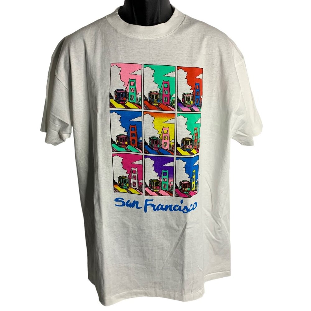 Vintage 80s San Francisco Crewneck T Shirt XL White Single Stitch Deadstock